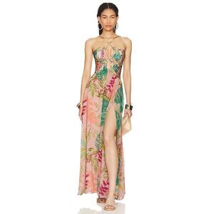 Patbo Tropicalia Laceup Maxi Dress in Harbour Pink Large